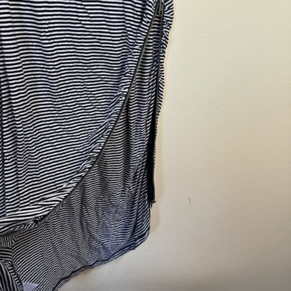 Jacob Vintage Side Zip Slit Ruched Dress Stripe Sheath Drapey Lightweight Crew L - Picture 11 of 15